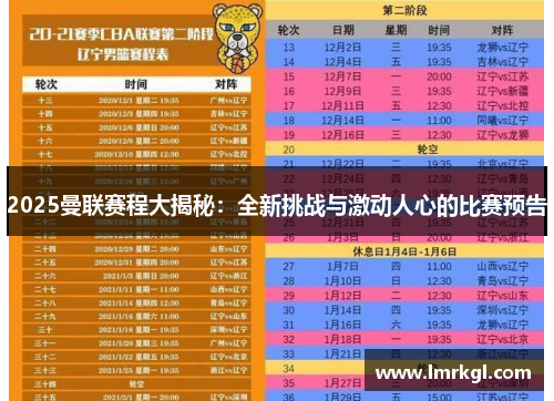 2025曼联赛程大揭秘：全新挑战与激动人心的比赛预告